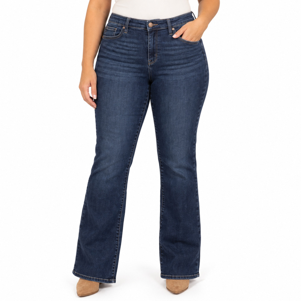Judy Blue Boot Cut Dark Was High Rise Stretch Distressed 5 Pocket Jeans 15/ 32